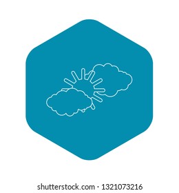 Clouds and sun icon. Outline illustration of clouds and sun vector icon for web