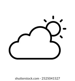 clouds and sun icon. Outline style design isolated on white background