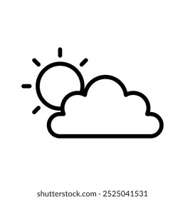 clouds and sun icon. Outline style design isolated on white background