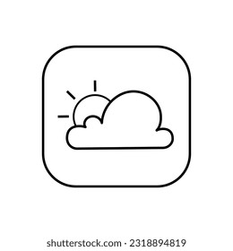 clouds and sun icon over white background, line style, vector illustration
