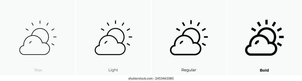 clouds and sun icon. Thin, Light Regular And Bold style design isolated on white background
