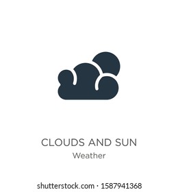 Clouds and sun icon vector. Trendy flat clouds and sun icon from weather collection isolated on white background. Vector illustration can be used for web and mobile graphic design, logo, eps10