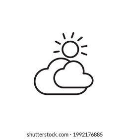 Wolken und Sonnensymbol Vektorgrafik aus Wetterkonzept. Dünne Illustration von Wolken und Sonne. Wolken und Sonnenstrahlen