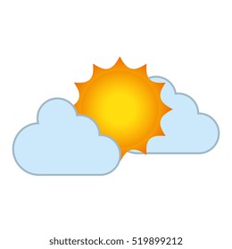 clouds and sun isolated icon