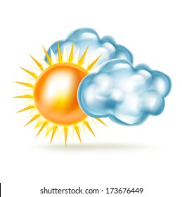 clouds and sun isolated on white