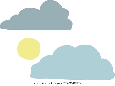 
clouds sun moon sky day weather hand drawn vector background