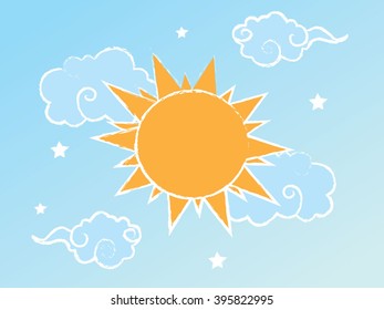 Clouds and sun on blue sky 