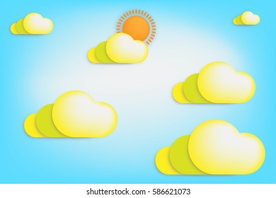 Clouds and sun on blue sky,vector illustration.