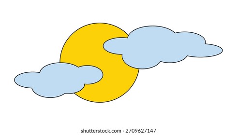 Clouds and sun on a white background