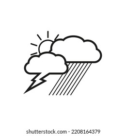 Clouds sun rain icon. Universal icons. Hot weather symbol. Computer interface. Vector illustration. Stock image. 