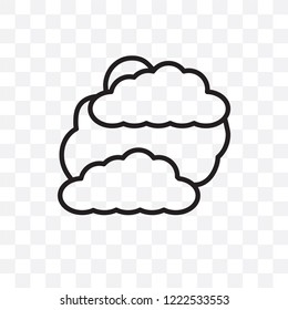 Clouds and sun vector linear icon isolated on transparent background, Clouds and sun transparency concept can be used for web and mobile