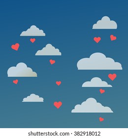 Clouds with sunrise in the sky vector illustration 
