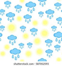 clouds and suns seamless pattern