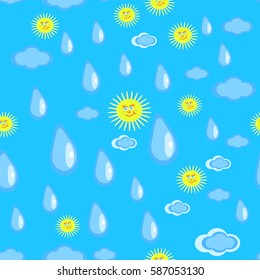 clouds and suns seamless pattern 3