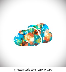 clouds symbol with abstract geometric graphic style isolated on white background,  Vector illustration