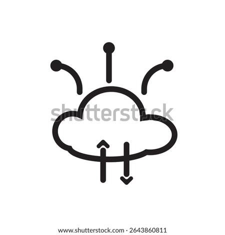  clouds sync arrow icon vector. Up and down sync arrows on cloud, symbolizing data transfer.