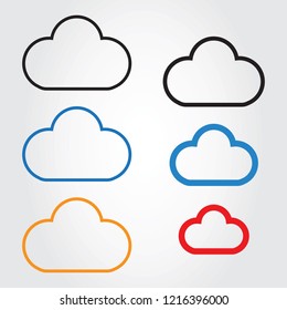 Clouds thin line icon set isolated on gray background. Collection of colorful clouds icon for web site, poster, logo, backdrop, banner and label. Creative modern concept. Clouds vector illustration