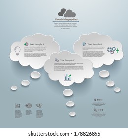 Clouds Thinking Infographic Background