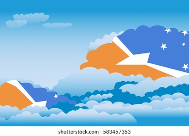 Clouds with Tierra del Fuego Province - Argentina Flags