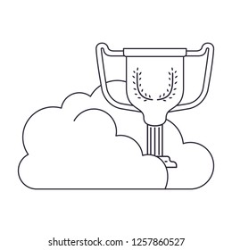 clouds with trophy isolated icon