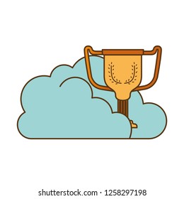 clouds with trophy isolated icon