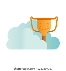 clouds with trophy isolated icon