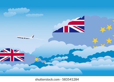 Clouds with Tuvalu Flags, Aeroplane Flying