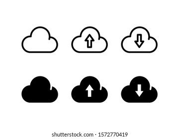 Clouds Upload & Download 48 Pixel Outline Glyph Icon Vector

