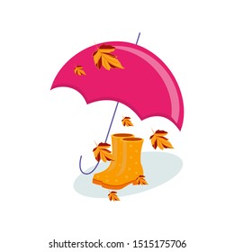 Clouds vector collection, autumn set, winter boots and umbrella