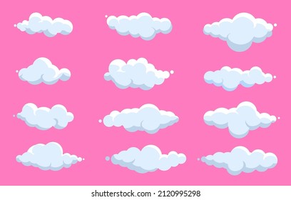 clouds vector collection with pink background