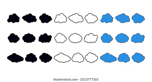 Clouds. Vector collection of sky cloud silhouettes.