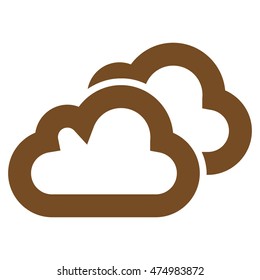Clouds vector icon. Style is outline flat icon symbol, brown color, white background.