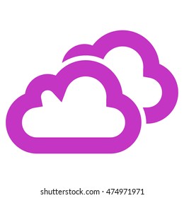 Clouds vector icon. Style is stroke flat icon symbol, violet color, white background.