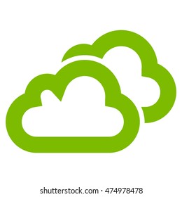 Clouds vector icon. Style is stroke flat icon symbol, eco green color, white background.