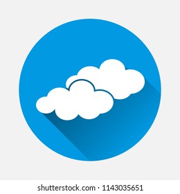 Clouds vector icon. A symbol of the sky with long shadow. Layers grouped for easy editing illustration. For your design.