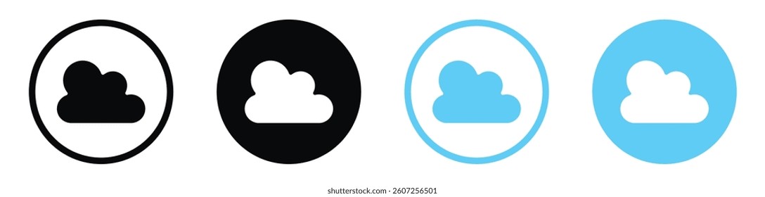 Clouds vector icons in black and blue colors