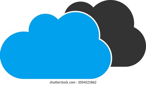 Ilustración vectorial de nubes. Ilustración plana de diseño icónico de nubes, aisladas en un fondo blanco.