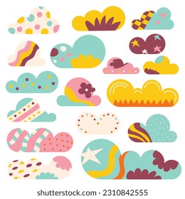 Clouds vector illustration hippie and colorful style easy to edit color