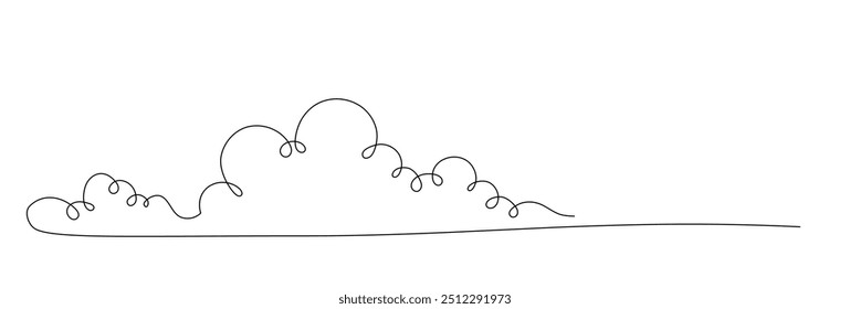 Clouds vector illustration in one continuous editable line drawing style. Editable stroke