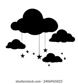 clouds vector Illustration with stars
