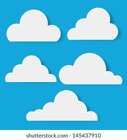 Clouds Vector Illustrations in Paper Style