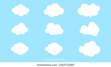Clouds vector isolated on blue background illustration vector EPS 10