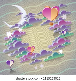 Clouds vector lllustration, drawings, frame for some text 