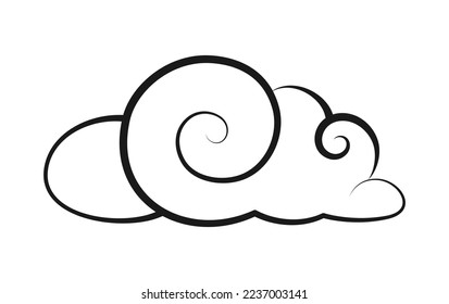 Ilustración de contorno vectorial de nubes. Fácil página de libros para niños.