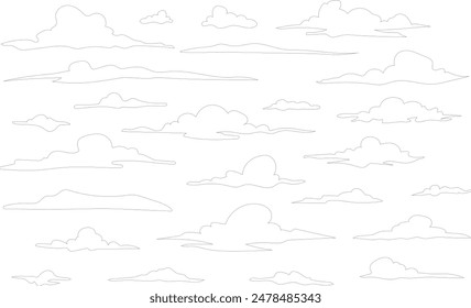 clouds vector outlines for architectural elevation background	