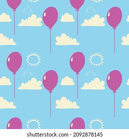 Clouds vector seamless background pattern,  for wrapping paper, greeting cards, posters, invitation