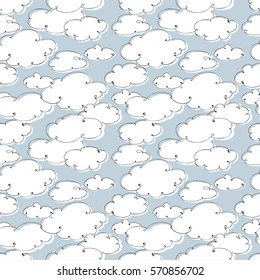 Clouds vector seamless pattern