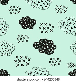 Clouds. Vector seamless stylized pattern with clouds for design and decoration of children's clothes, textiles, wallpapers, covers, children's room decoration