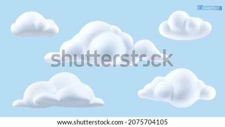 Clouds vector set. 3d realistic render objects