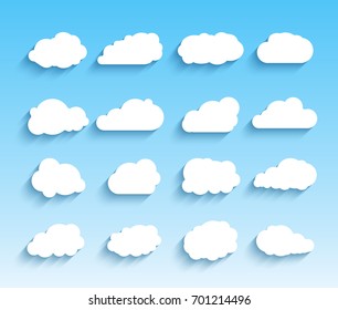 Clouds vector set. Sky clouds icon illustration. Weather symbol web collection.